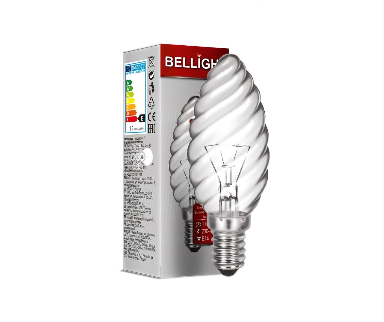 Лампа накаливания Bellight свечевидная витая В35 25W Е14 220-230V (2169087211)