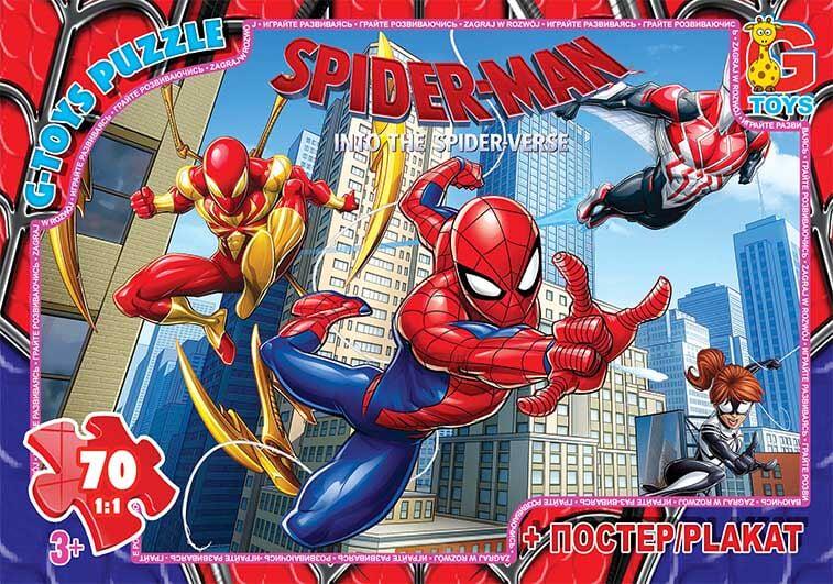 Пазл G Toys Человек-паук 70 элементов с постером в коробке (111653)