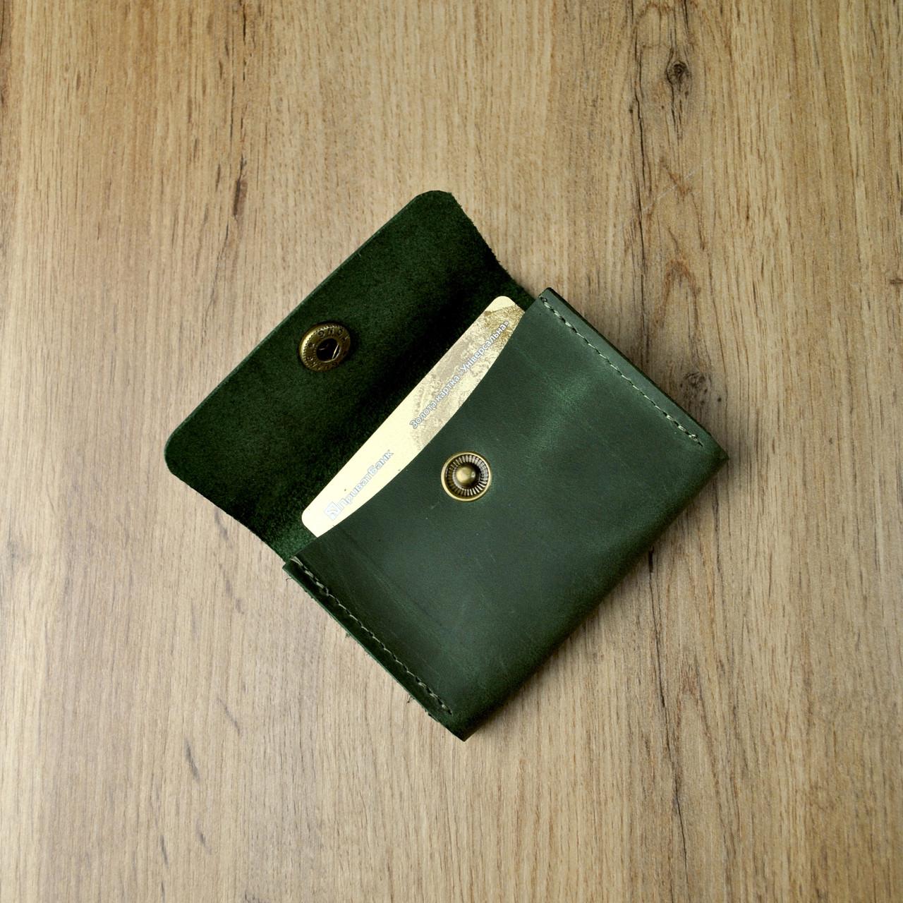 Визитница из натуральной кожи Зеленый (b037-4)