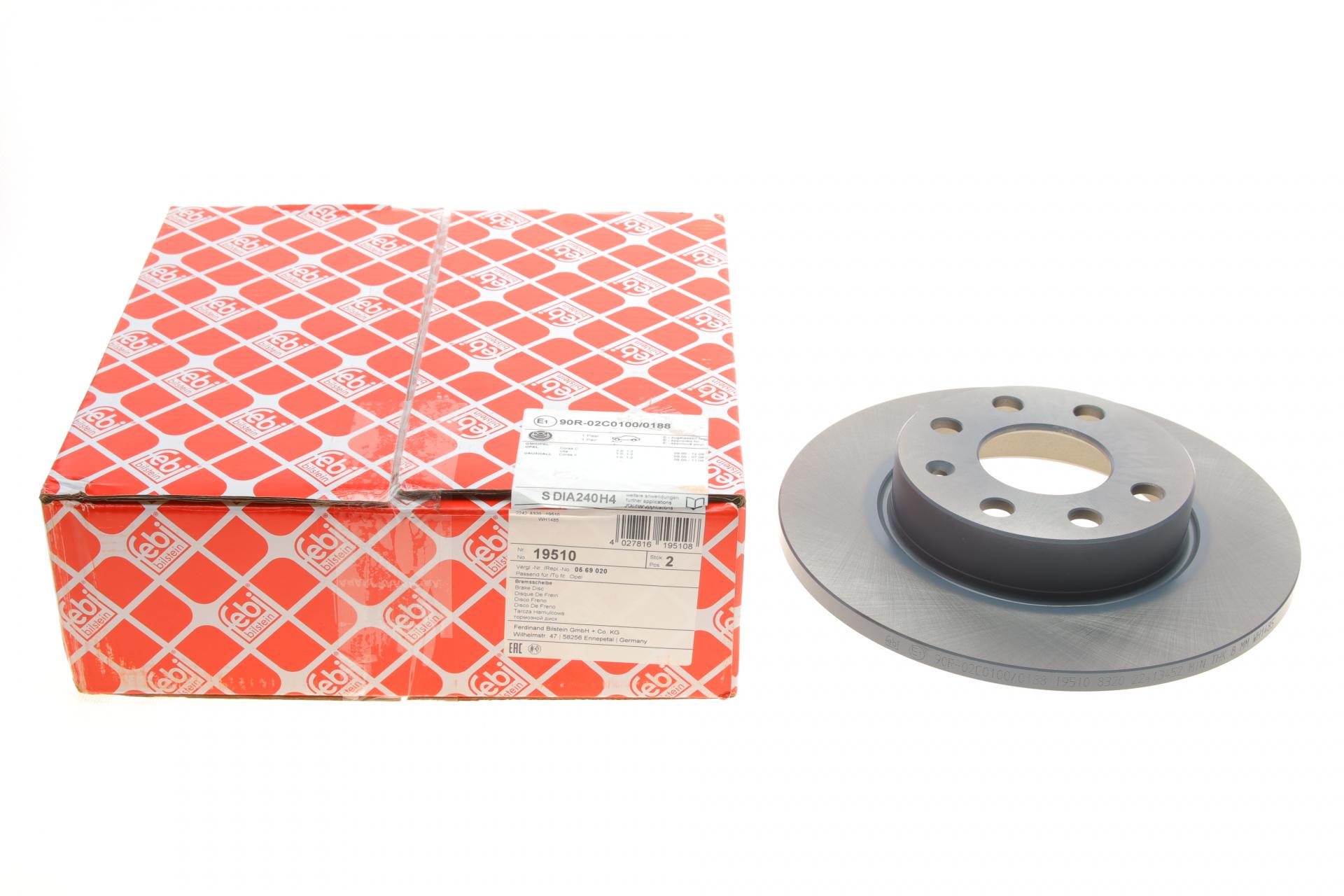 Диск тормозной передний FEBI BILSTEIN для Opel Corsa C 00-09 240x11 мм (19510)