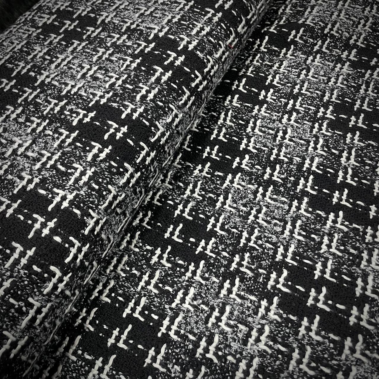 Ткань костюмная твид шанель клетка Черный (24757999)