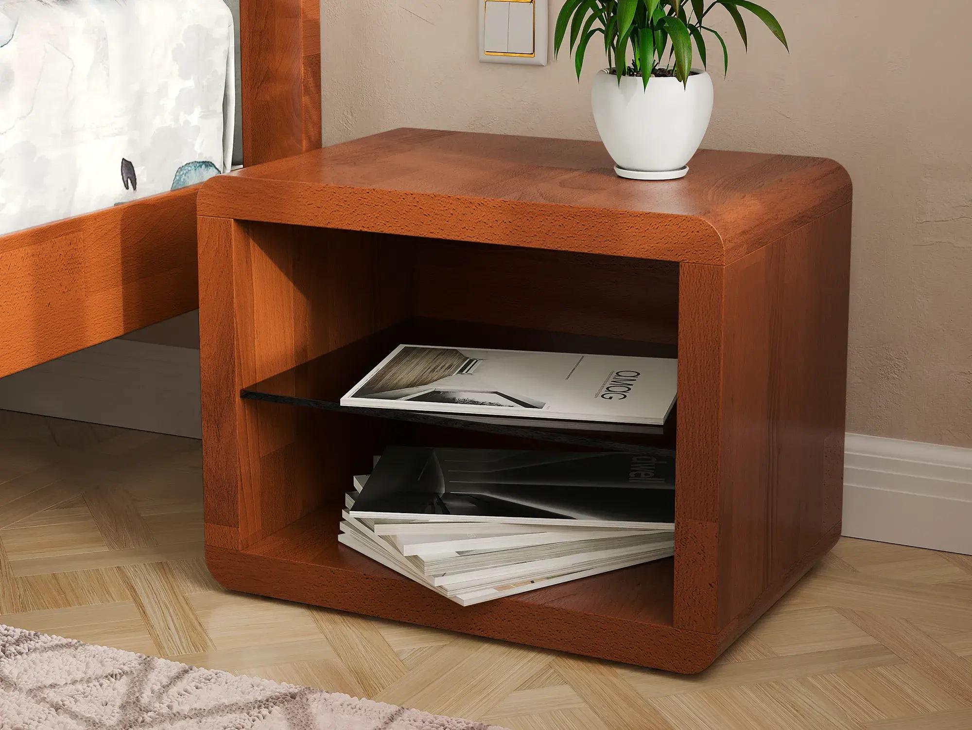 Тумба прикроватная Arbor Drev Глория стекло натуральное дерево бук Яблоня Локарно (51681)