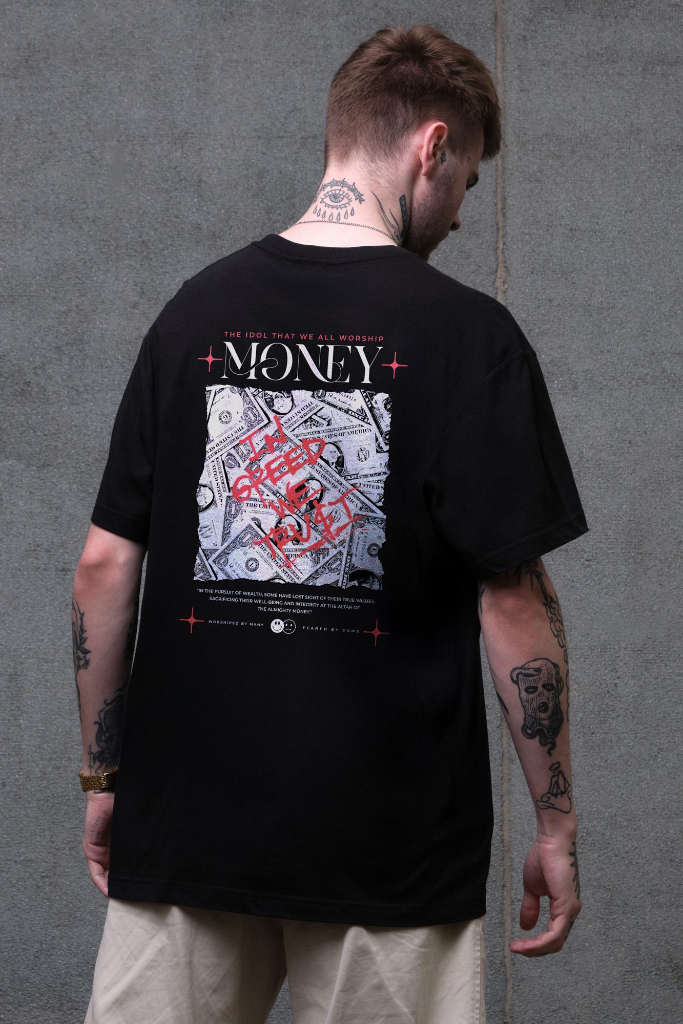 Футболка мужская Without с принтом Money Grafity оверсайз L/XL Black (L8049494) Футболка мужская Without с принтом Money Grafity оверсайз L/XL Black (L8049494)