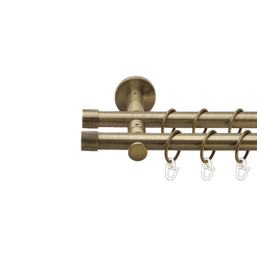 Карниз металлический Orvit Заглушка двухрядная реверсивная/гладкая труба/кольцо металлическое Антик 19/19 мм 240 см (00-00013358)