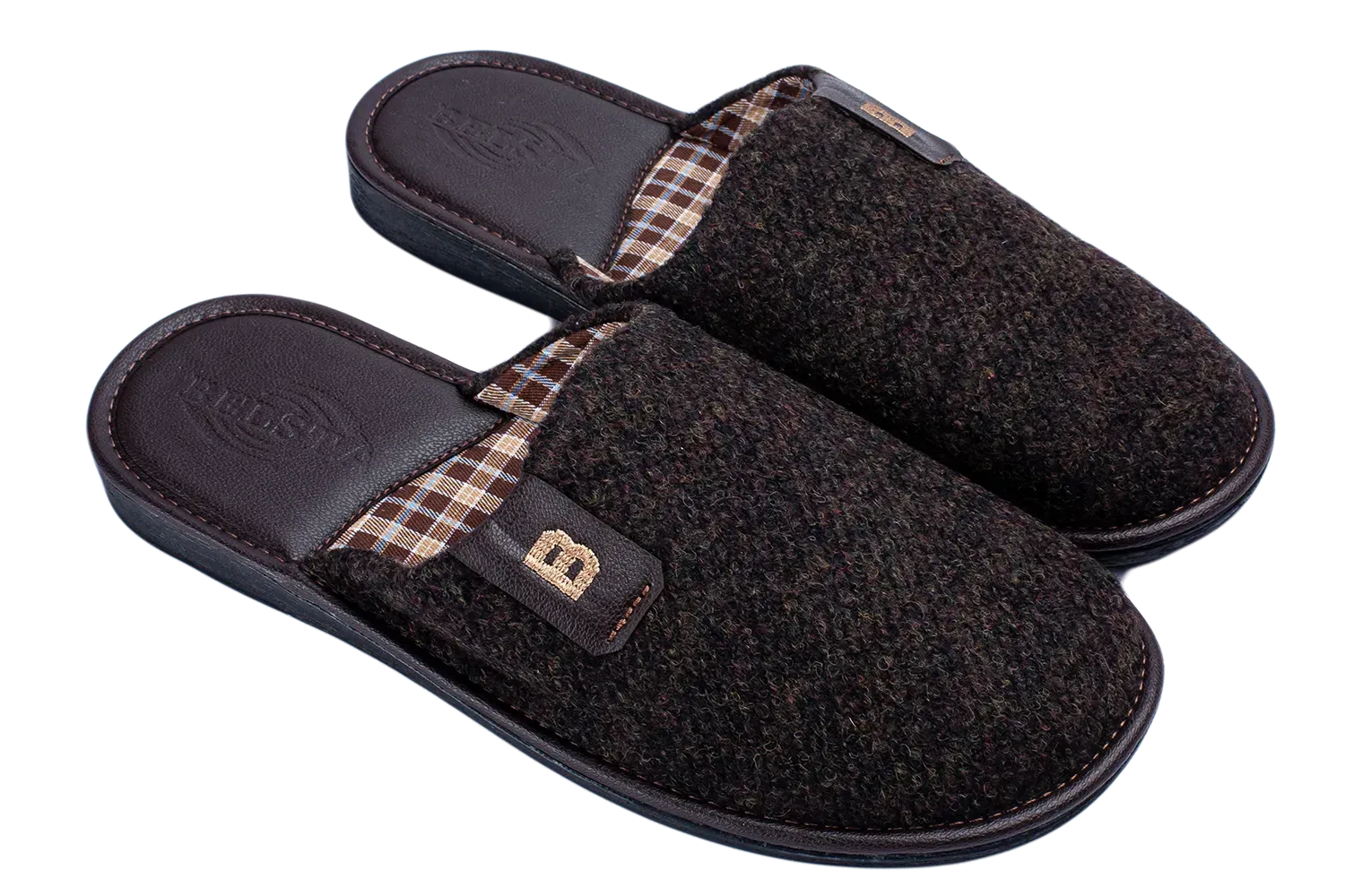 Мужские тапочки БЕЛСТА закрытые шерстяные р. 42 Коричневый (05-6k)