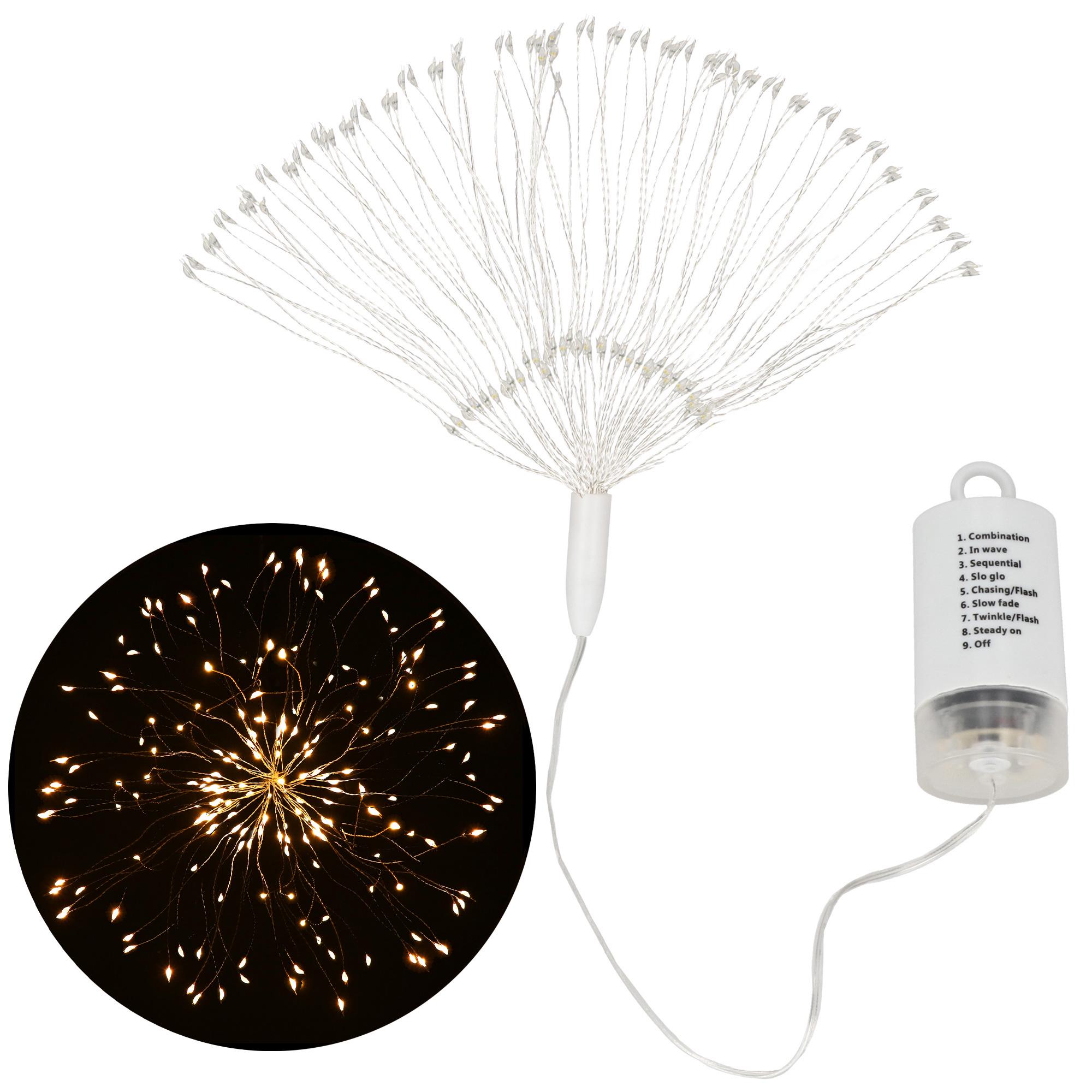 Гірлянда феєрверк Springos 3D на батарейках 100 LED Warm white (CL0181) - фото 10 Гірлянда феєрверк Springos 3D на батарейках 100 LED Warm white (CL0181) - фото 10