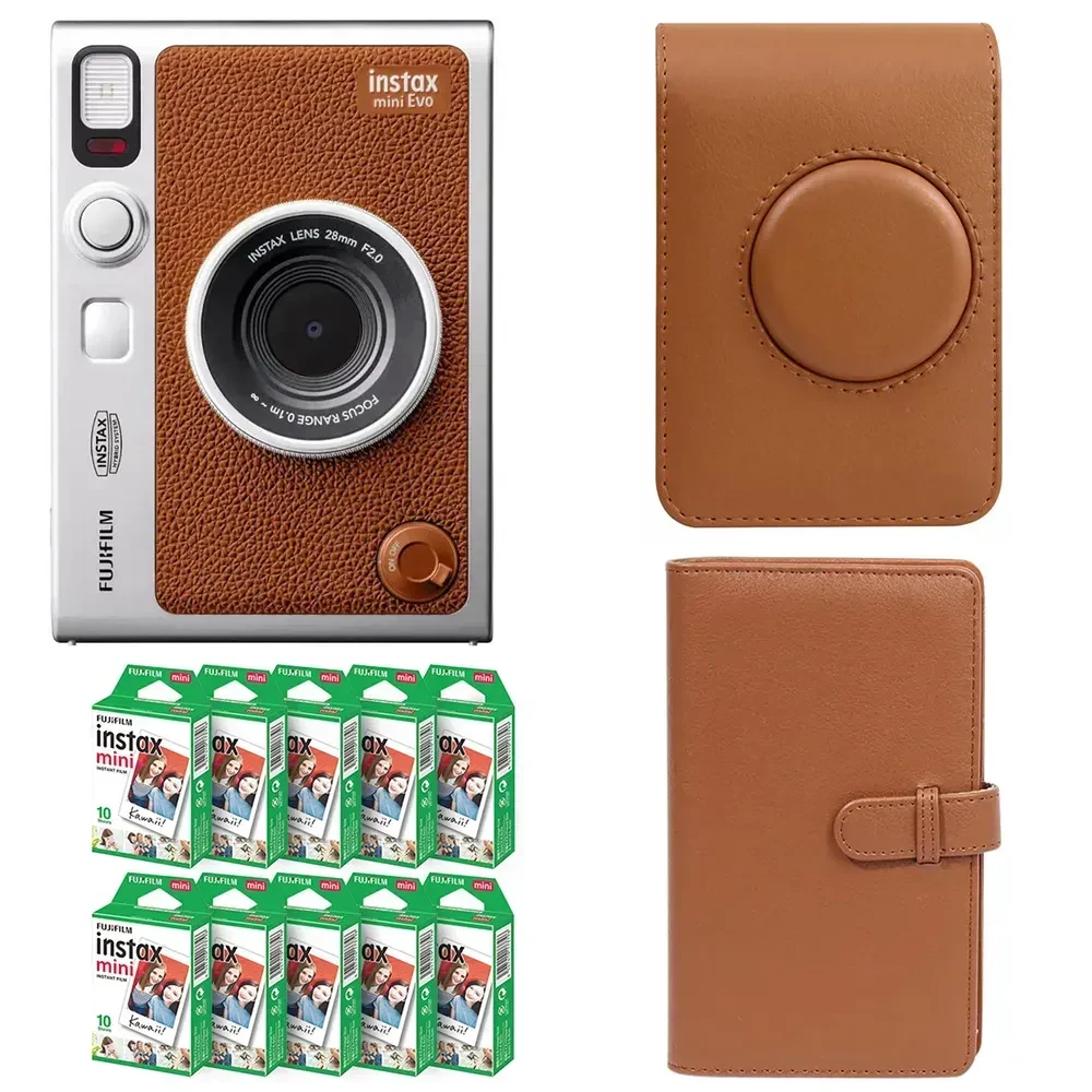 Подарочный набор Fujifilm Instax Mini EVO фотобумага 100 шт./чехол/фотоальбом 108 фото Коричневый