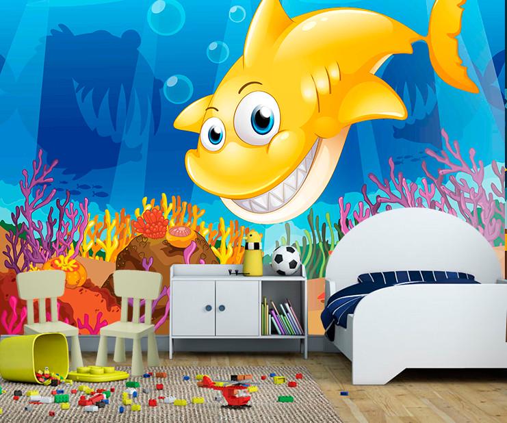 Фотообои 3D для детской комнаты Желтая акула