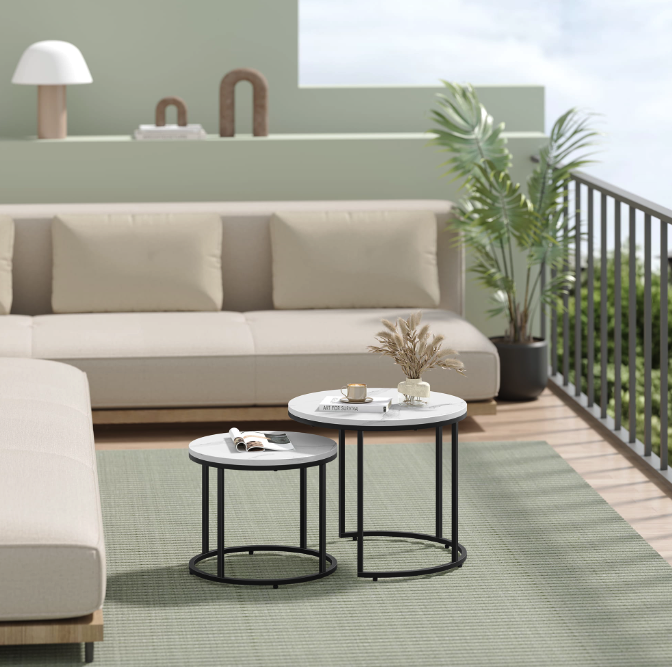 Комплект журнальных столиков Leobert Oreo круглый Мраморный (4348) - фото 3