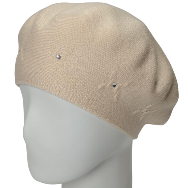 Берет женский Novita Лютик двойной из вискозной пряжи L р. 57-58 Ванильный (163963)