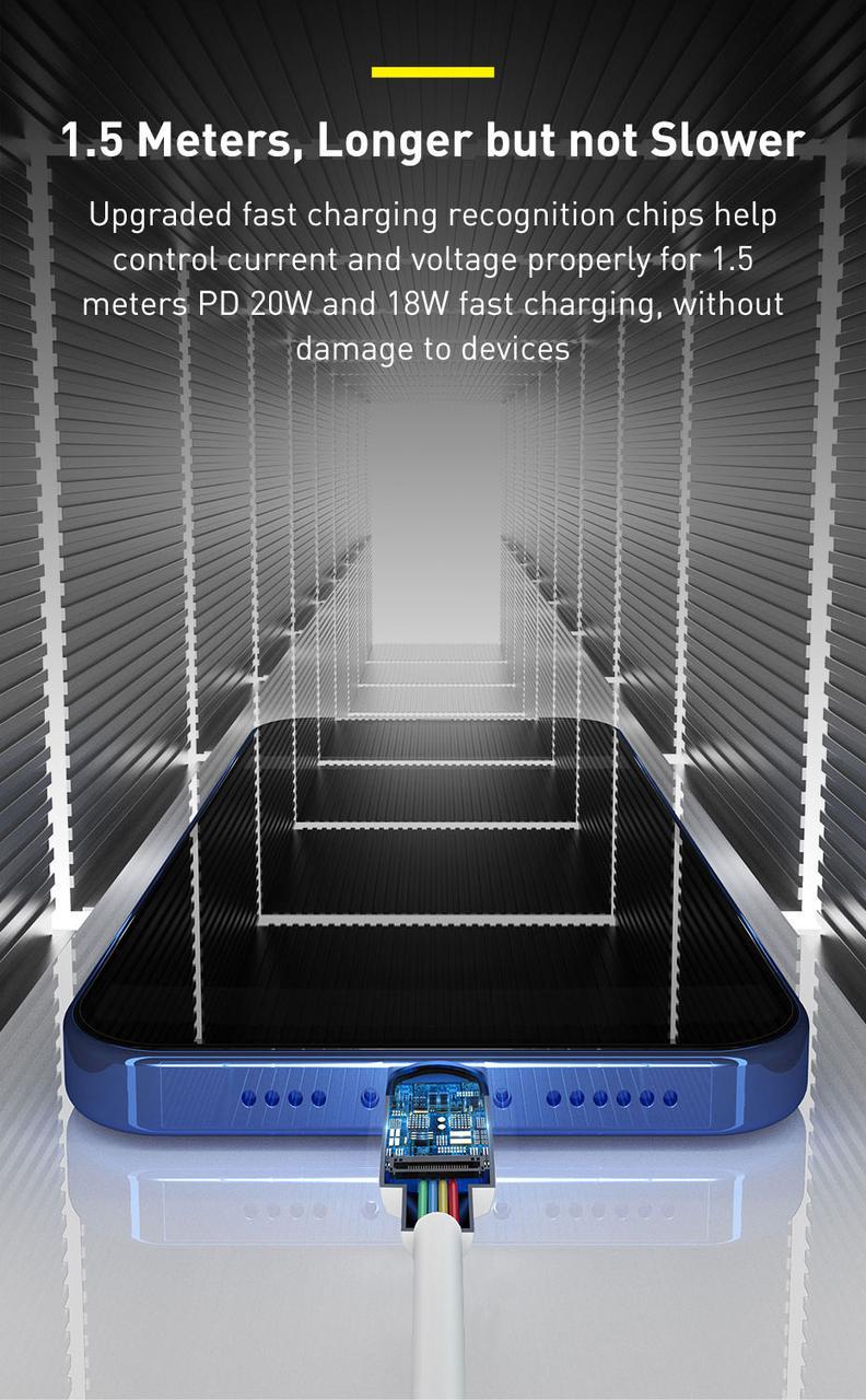 Кабель Baseus Type-C Lightning PD 20w 1,5 м White (25397408) - фото 4 Кабель Baseus Type-C Lightning PD 20w 1,5 м White (25397408) - фото 4