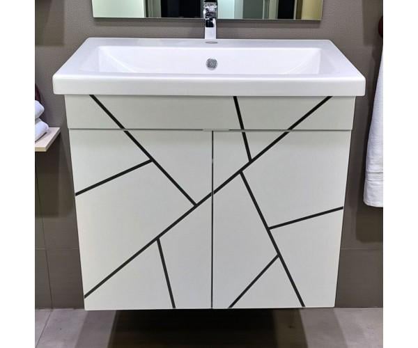 Тумба для ванной комнаты подвесная пластиковая Chaos black push 70 см (2456)