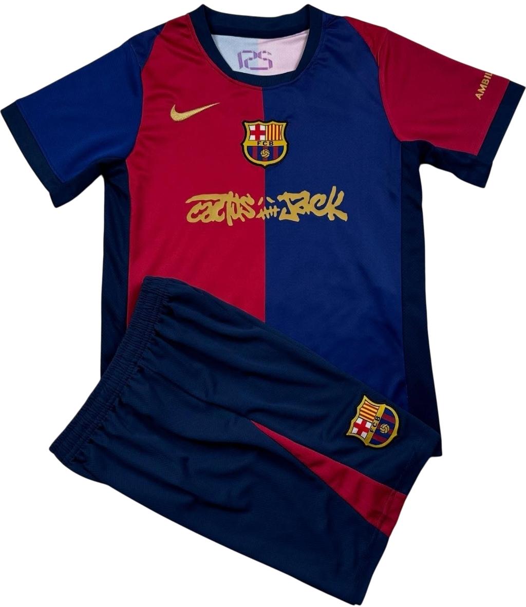 Футбольная форма детская Барселона Travis Scott 2024-2025 домашняя 145-155 см Сине-красный (F0198)