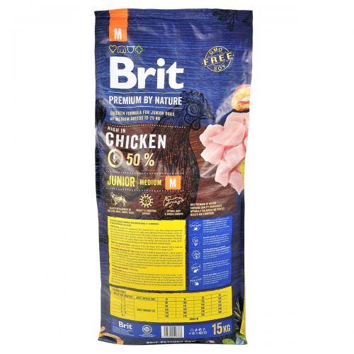 Корм сухий Brit Premium Dog Junior M для цуценят та юніорів середніх порід з куркою 15 кг