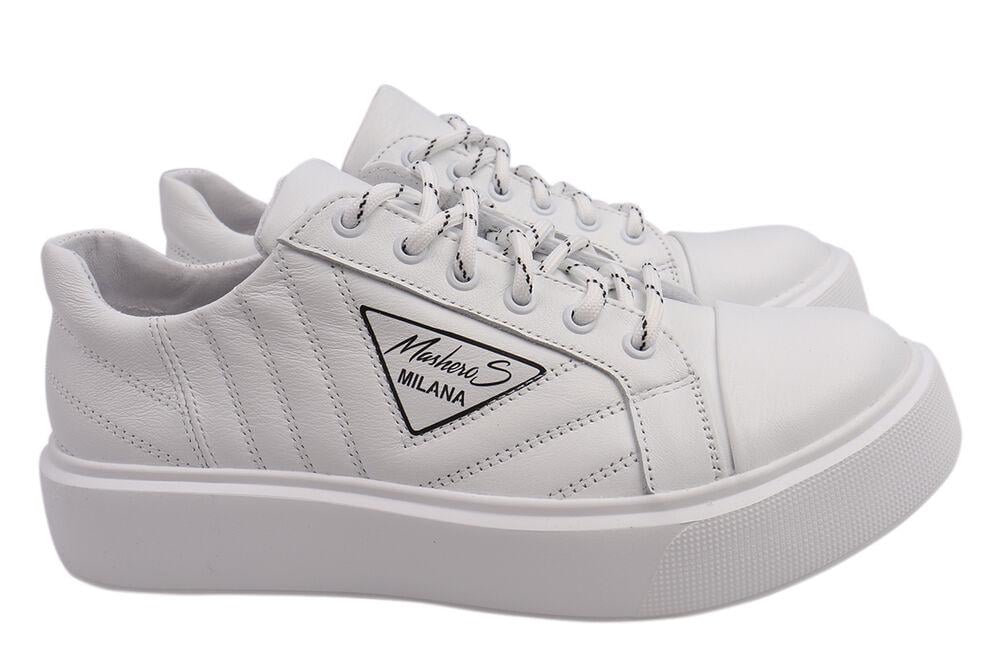 Кеды женские Masheros из кожи на низком ходу на шнуровке р. 35 Белый (18-21DTС)