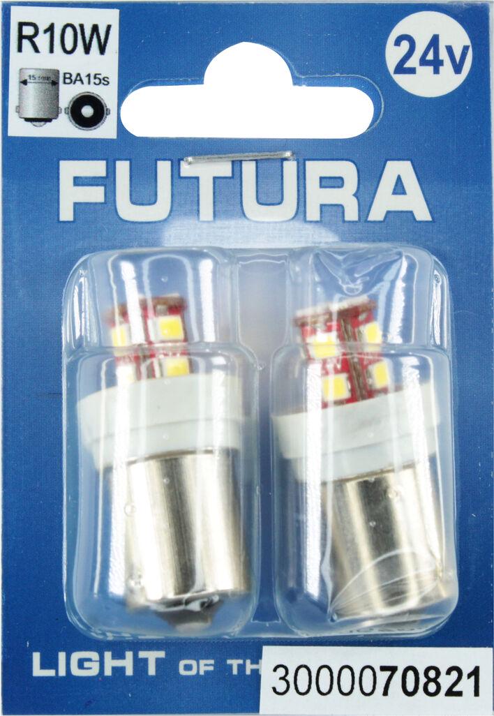Лампочка FUTURA Груша LED SMD 24V 12 диодов R10W BA15s 2 шт. 95Lm Белый (70821)