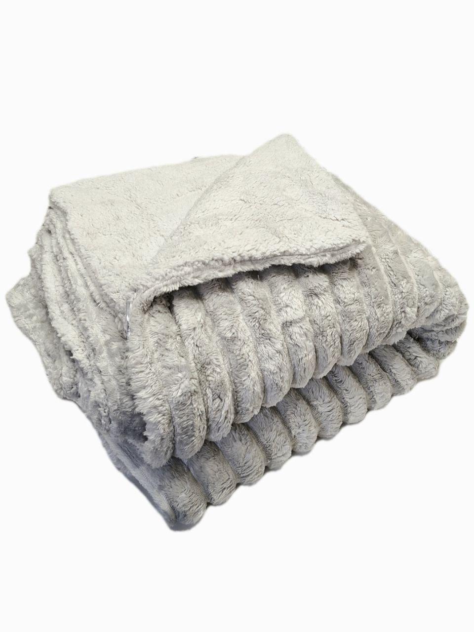 Плед на овчине Шарпей Королевская полоска 150x200 см Серый (1448) - фото 2