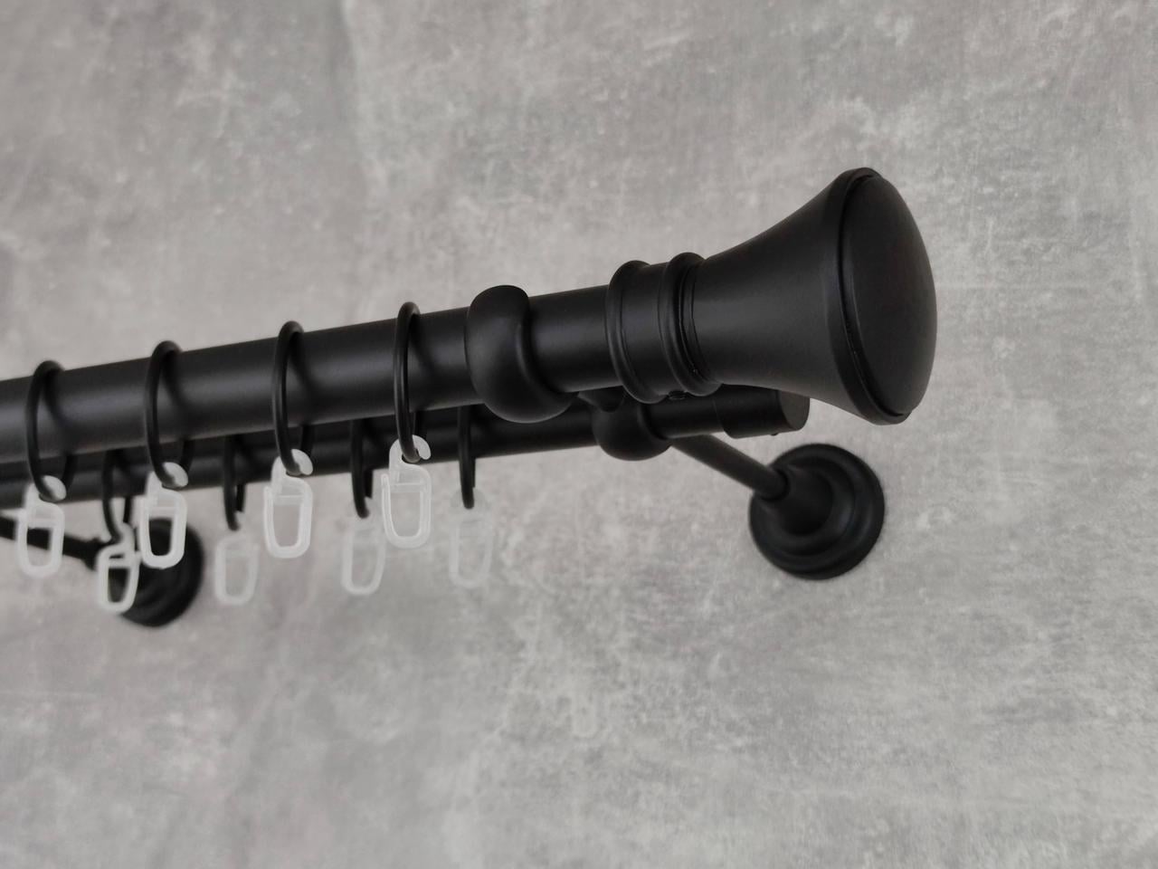 Карниз MStyle металлический для штор двухрядный Люксор 25/19 мм гладкий 300 см Черный (5020194)