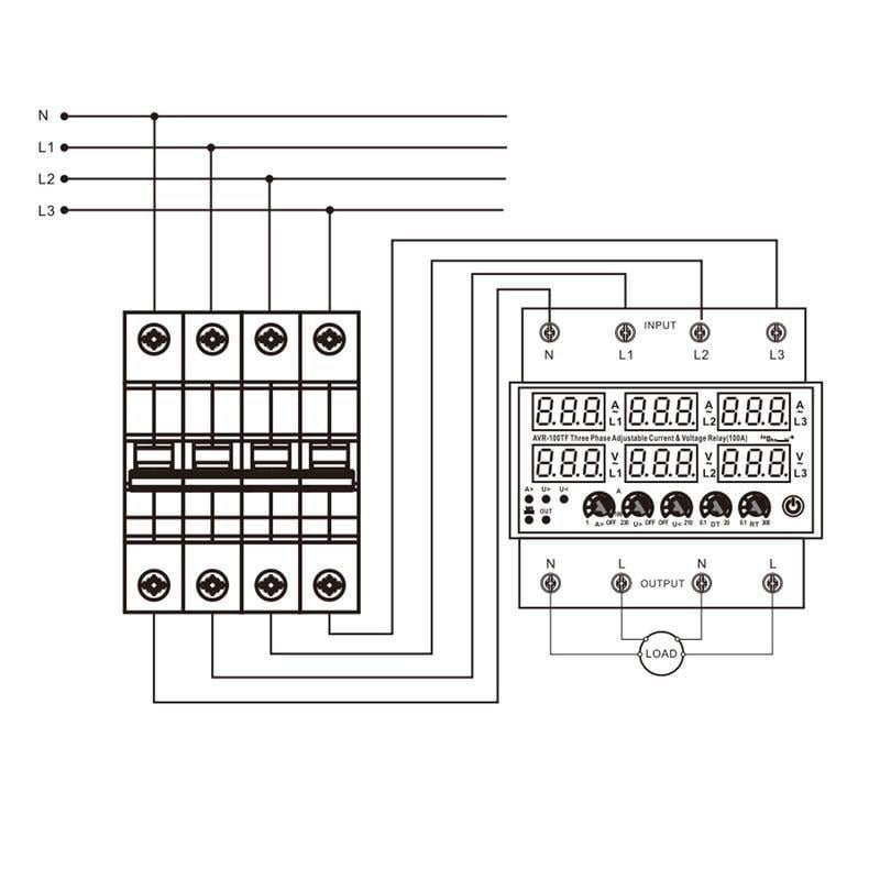 Реле захисту трифазне Samwha від перевантаження по струму та напрузі 80А 380 В (AVR-KT-80T) - фото 3