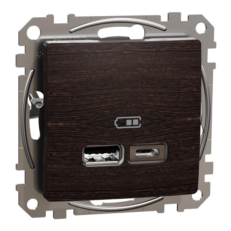 Розетка USB подвійна Schneider Electric ABS-UV Sedna Design&Element типу А+С Венге (SDD181402)
