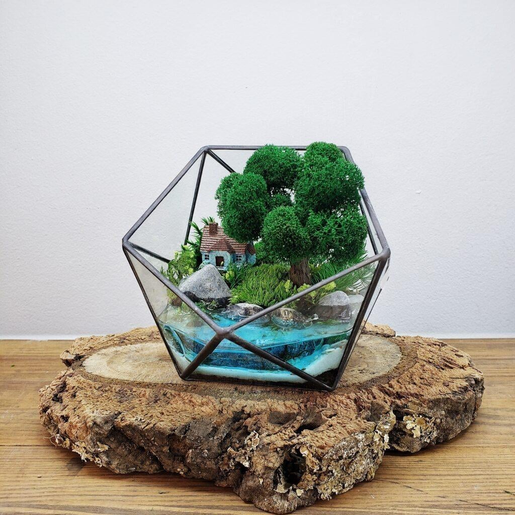 Флорариум в икосоедре Поляна у озера 12,5 см
