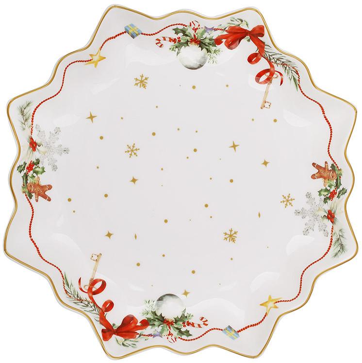 Блюдо фарфоровое Christmas Ribbon Гирлянда Ø 26 см