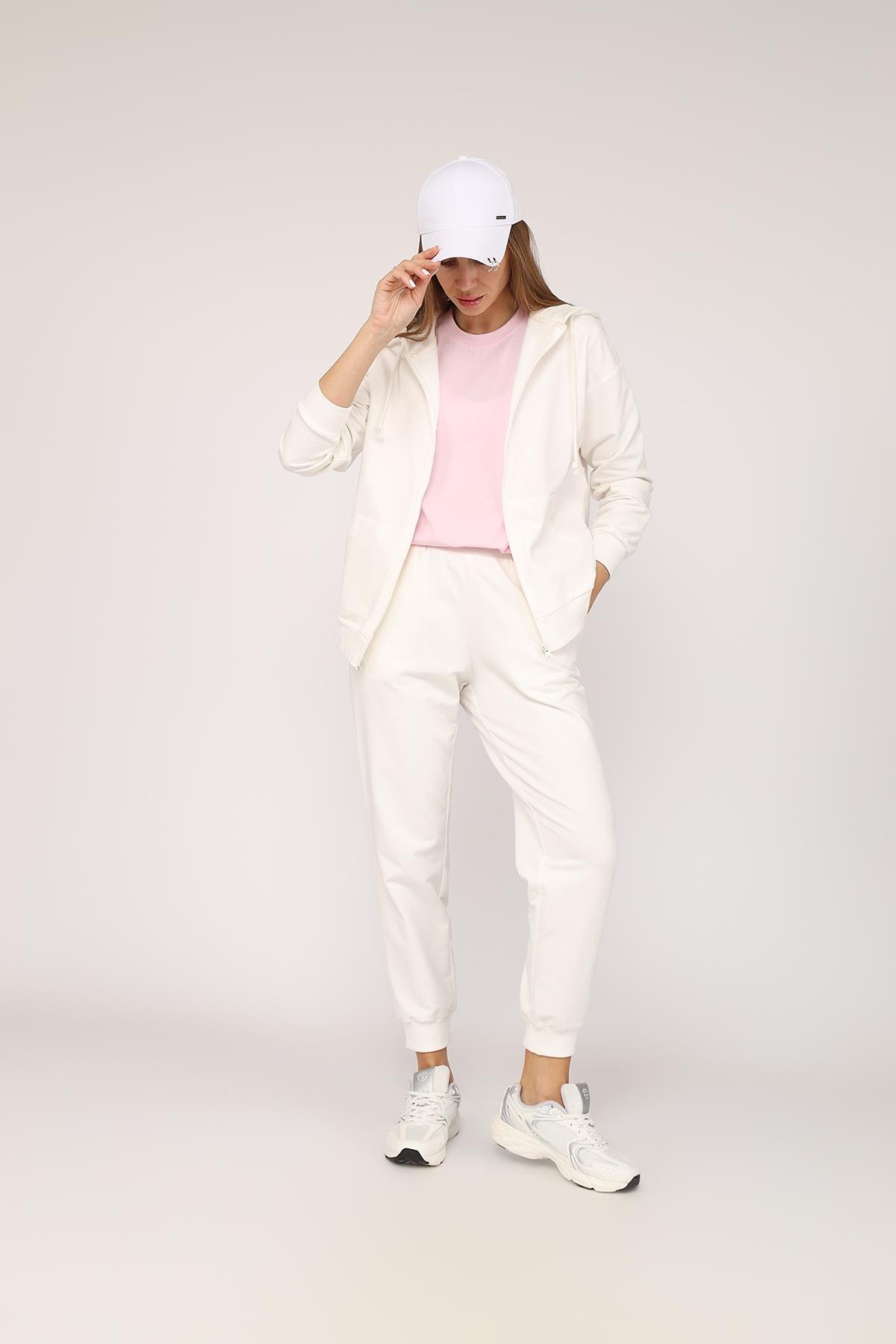 Толстовка на молнии женская р. 54 Молочный (SKT001035591)