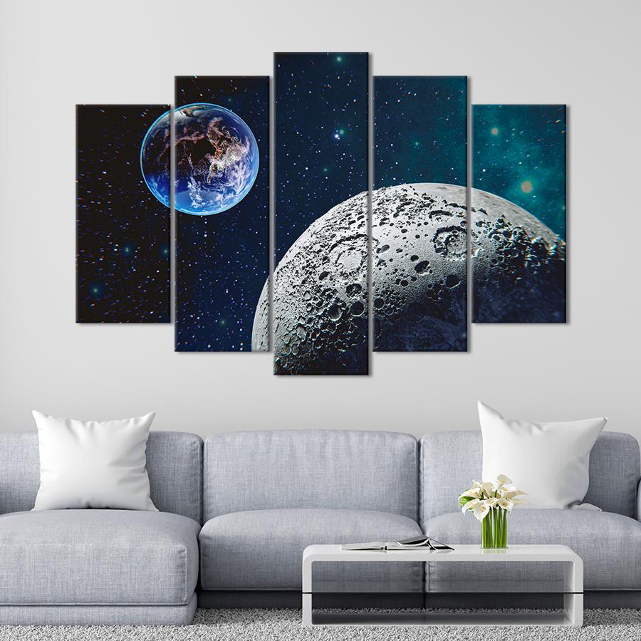 Картина космос Луна и Земля в космосе 187x119 см (A1276-5)