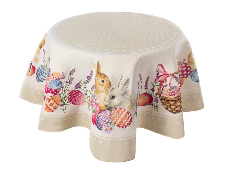 Скатерть гобелен круг Кролики/Mimbre диам 140 см (732-401)