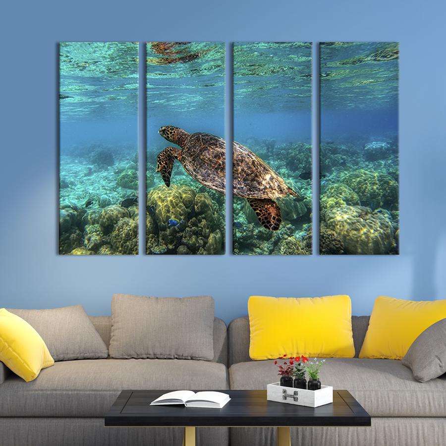 Модульная картина на холсте Полиптих Черепаха в море 89x53 см (197-41) Модульная картина на холсте Полиптих Черепаха в море 89x53 см (197-41)