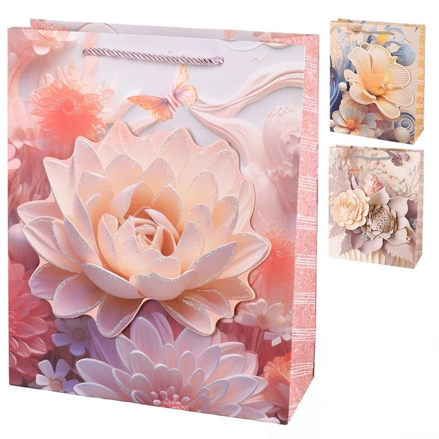 Набор подарочных пакетов Flowers 3D S 18x24x8,5 см 3 шт. (R34729-S)