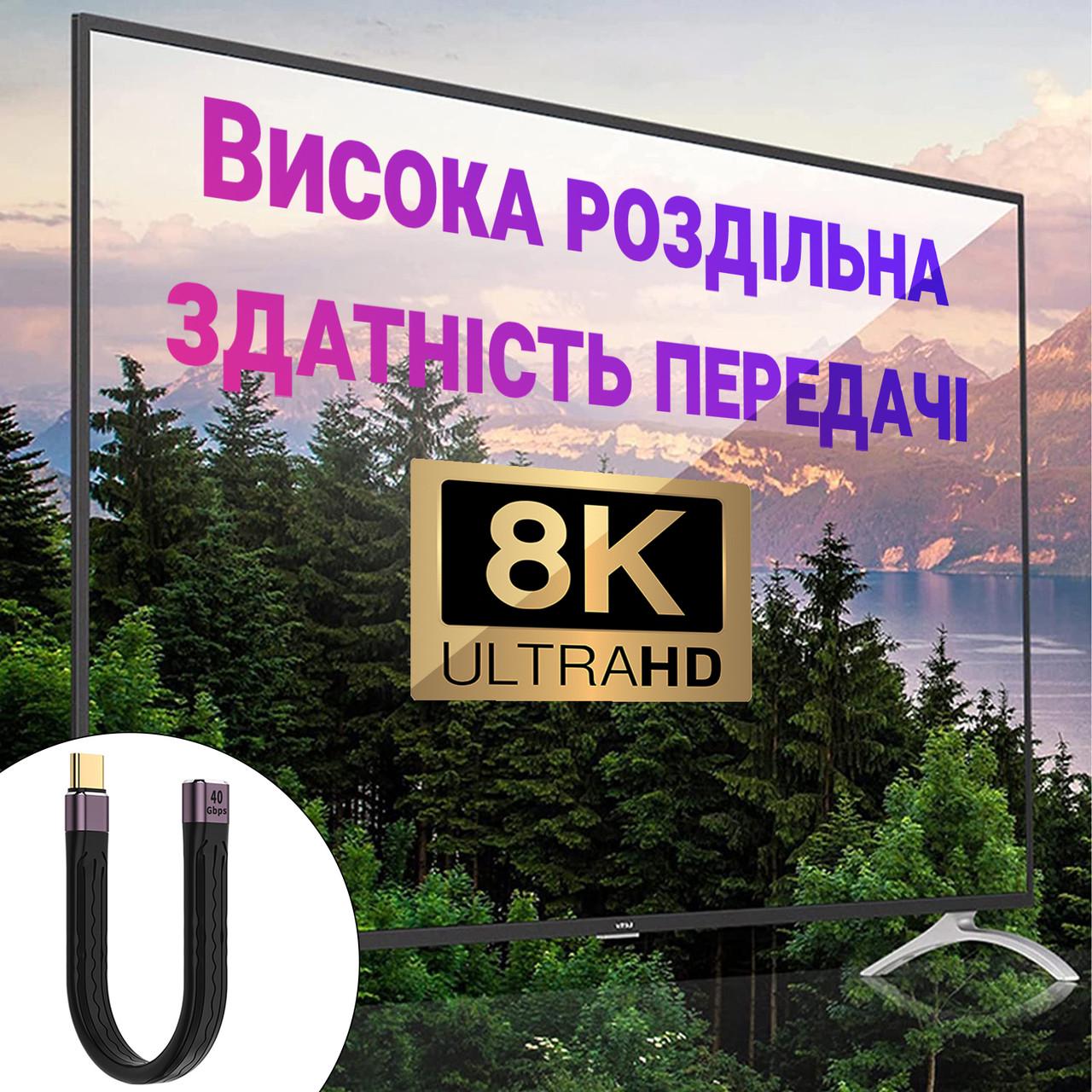 Кабель Type-C Male to Female 40 Gbps Addap UC2UC-02 для синхронізації даних та зарядки 100 Вт USB 4,0 - фото 5