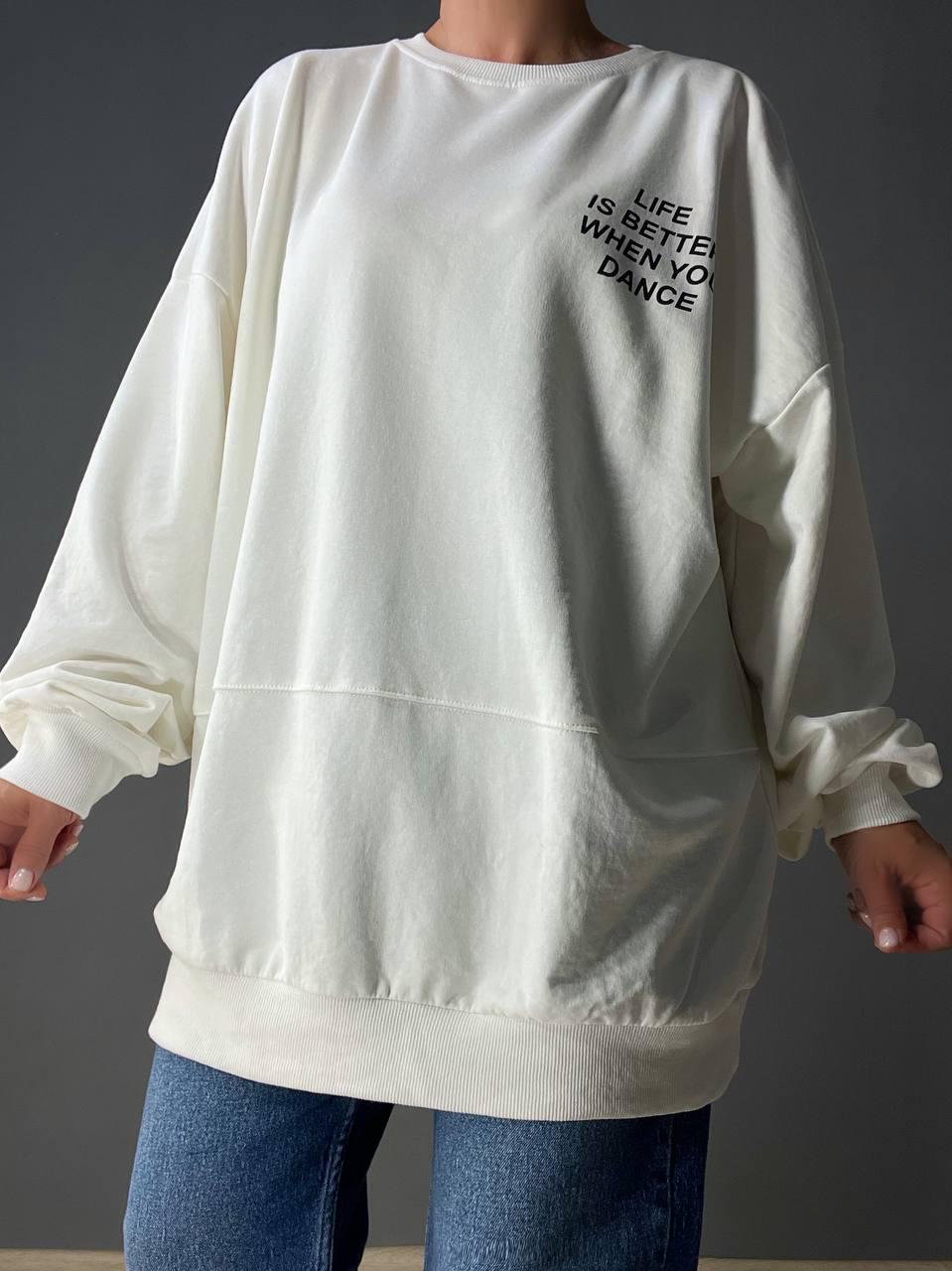 Світшот жіночий LSK 5258 довгий OS Білий (1830) - фото 2