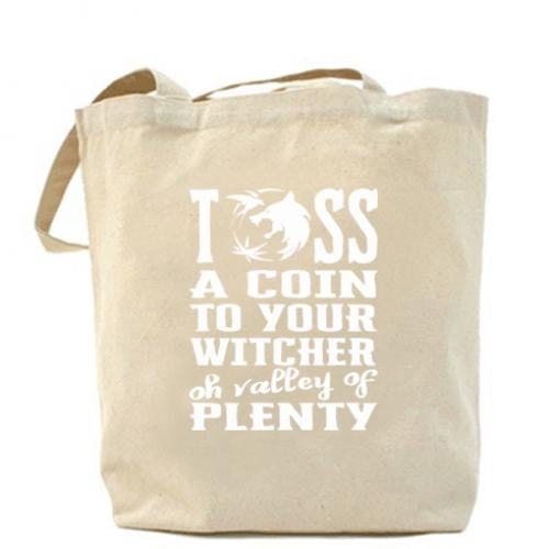 Шоппер Toss a coin to your witcher oh valley of plenty 37x41 см Бежевый (4368473-11-108699) - фото 1