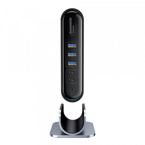 Док-станция USB3.2 Type-C BASEUS CAHUB-DG0G 3xHDMI/2xUSB-C/5xUSB/RJ45/SD/TRRS 3.5/PD 100W - фото 5