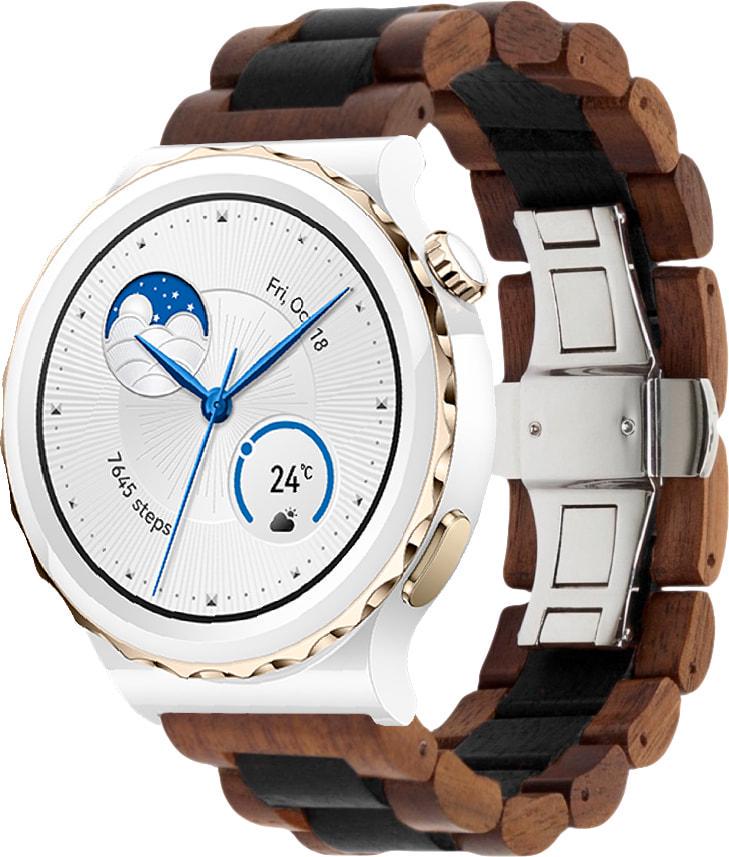Ремешок деревянный WoodLock для Huawei Watch GT3 Pro 43 мм Black Brown (37971-26)
