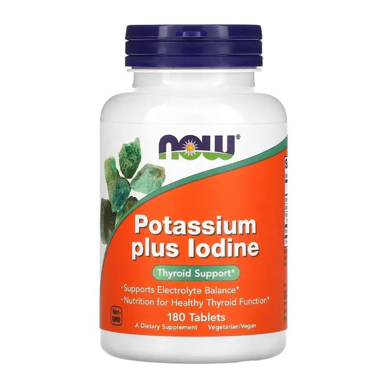 Йодід калія NOW Potassium plus Iodine 180 капс. (18560-01)