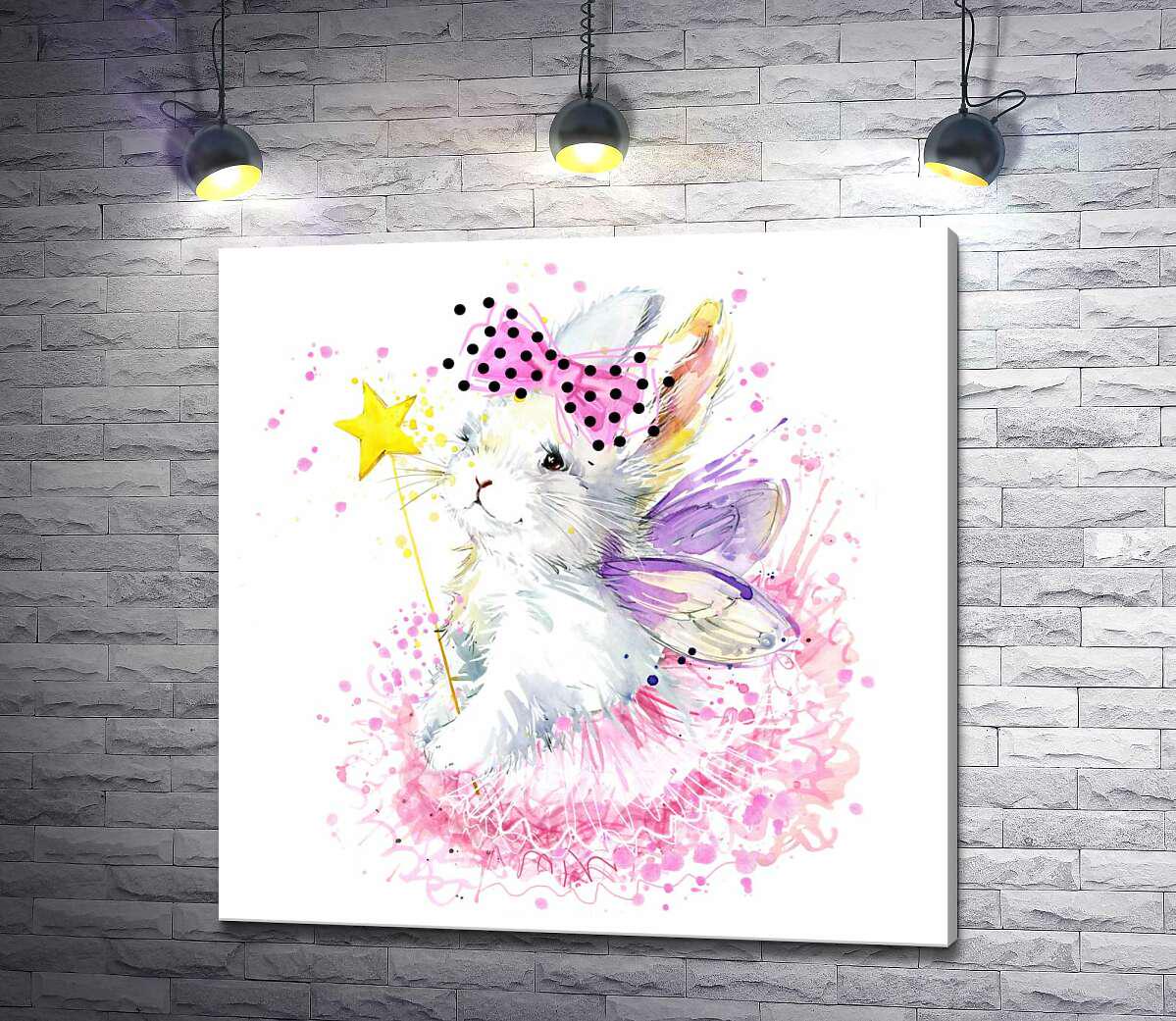 ᐉ Картина ArtPoster Белый зайчик-фея с фиолетовыми крылышками и ...