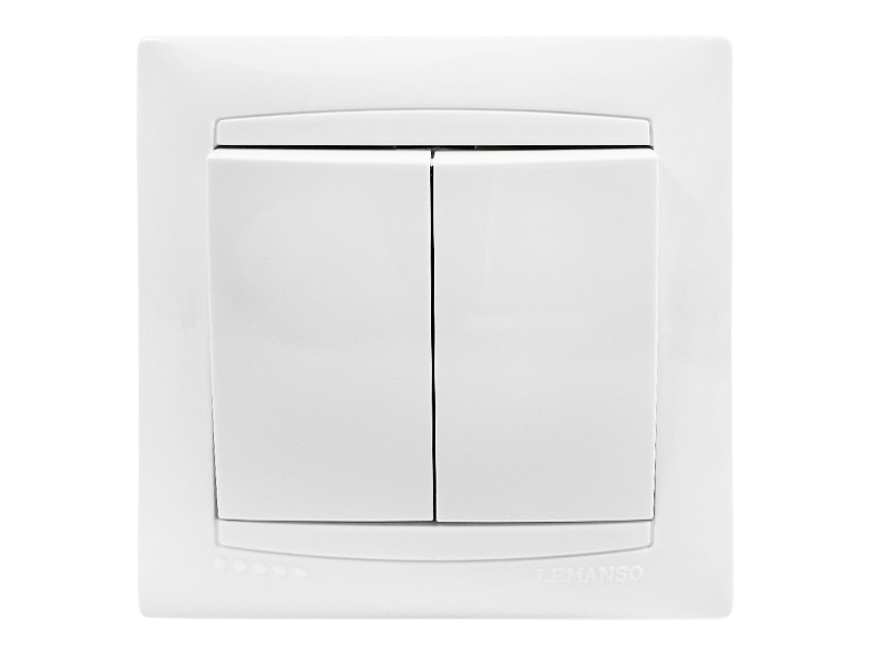 Выключатель 2-клавишный Lemanso Сакура Белый (LMR1005)