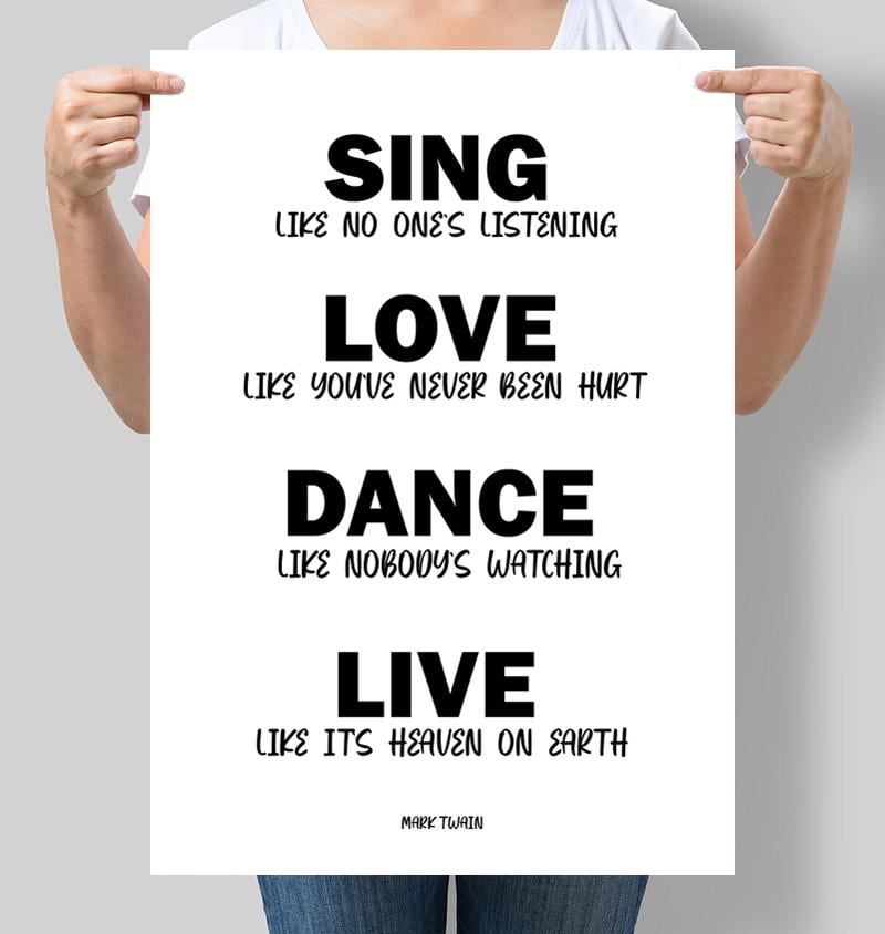 Постер мотивирующий "Sing Love Dance Live" 42х60 см (М077)