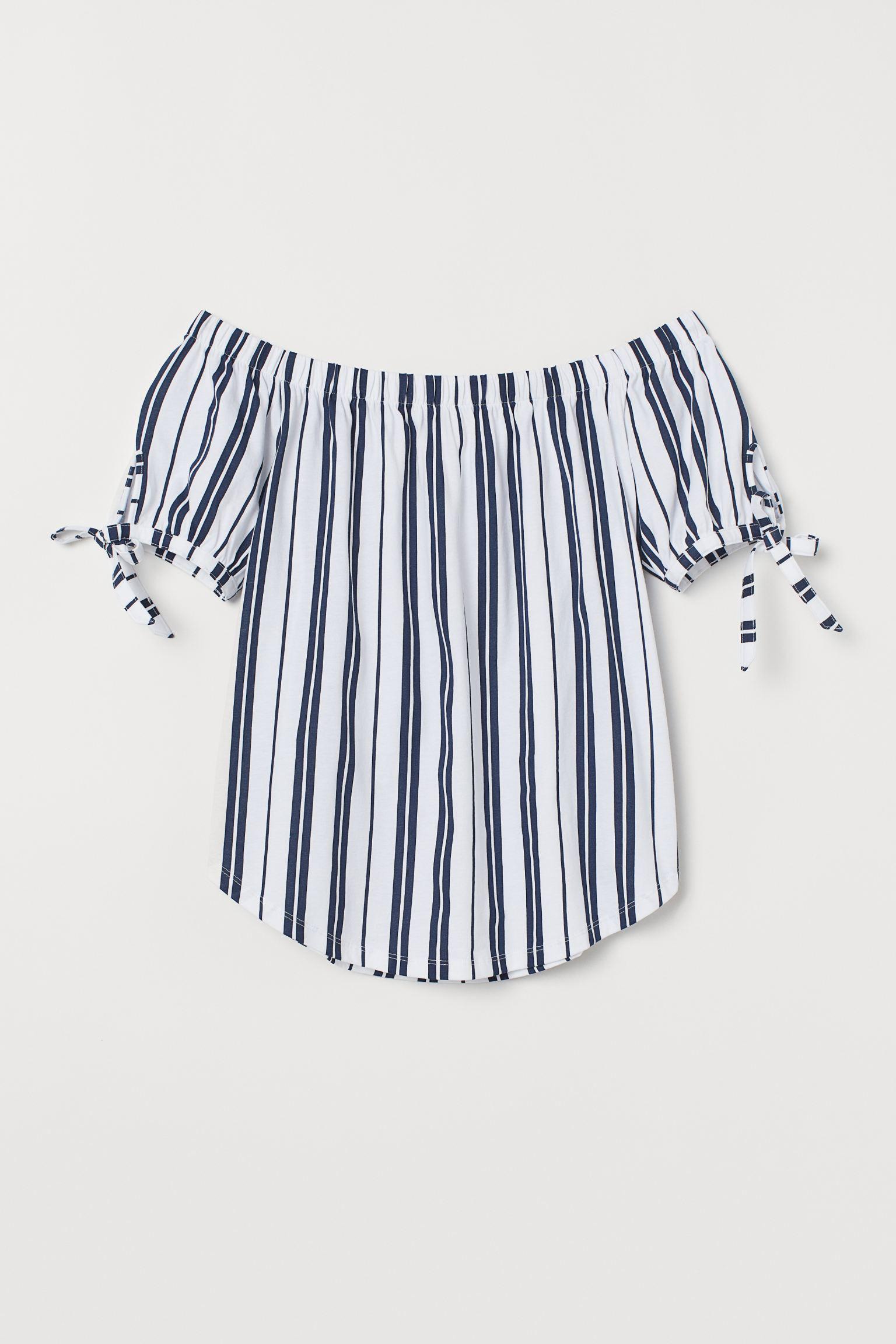 Блуза H&M Полоска S Белый/Темно-синий (9096898119)