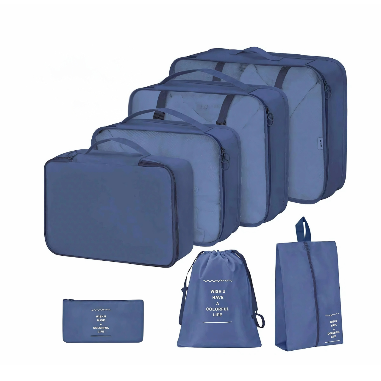 Набор дорожных органайзеров для перевозки и хранения вещей 7в1 Синий (3222283787)