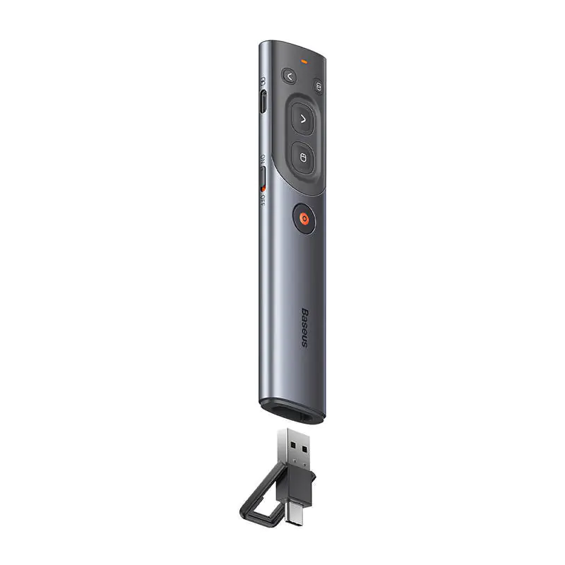 Презентер BASEUS BS-OH085 Orange Dot Wireless Presenter Red Laser Grey (67675)