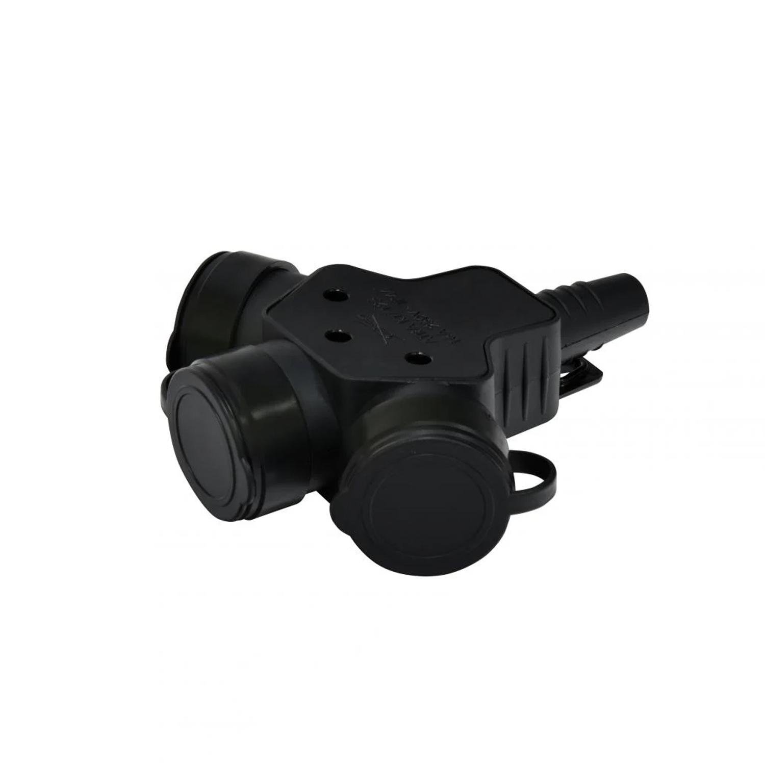 Розетка кабельна ETI ERS-3C потрійна із заземленням каучук із заглушкою IP44 Чорний (4481009)