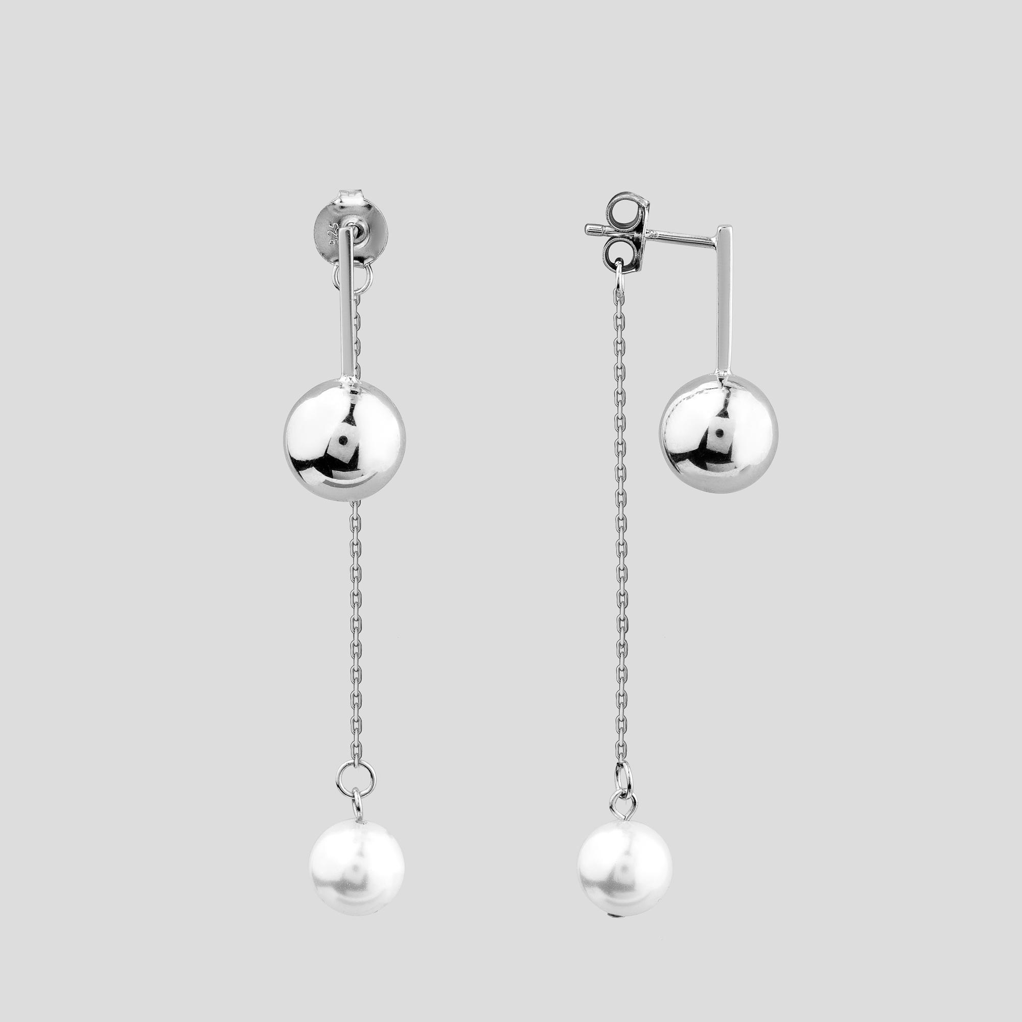 Серебряные серьги Minimal Ритм океана (16468)