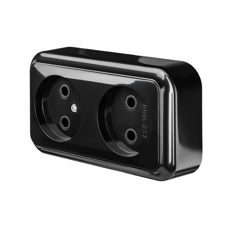 Розетка двухместная MARSHEL MAGLEV RO16-237 Black (RO16-237 Black)