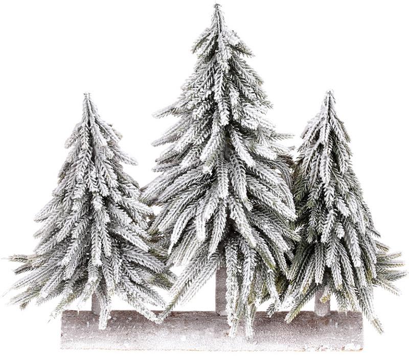 Декоративная композиция из 3 елок Снежная 35х15х35 см на деревянной подставке (BD-122-141)