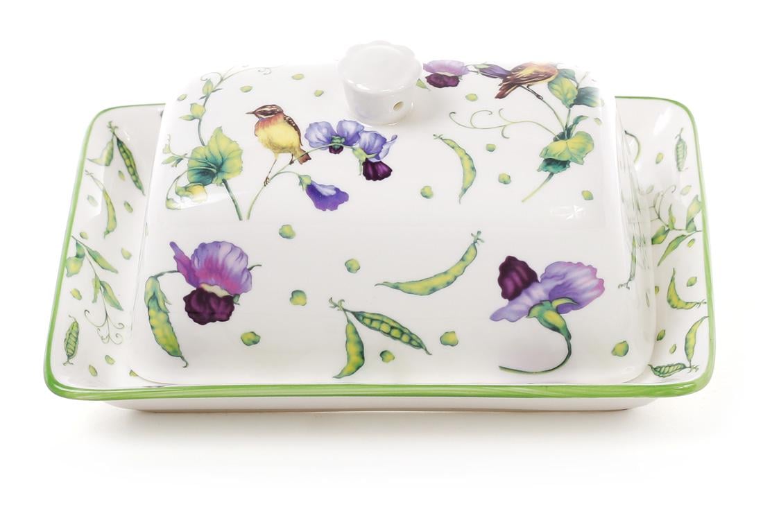 Масленка фарфоровая BonaDi Кантри 18 см с рисунком Белый (940-111)