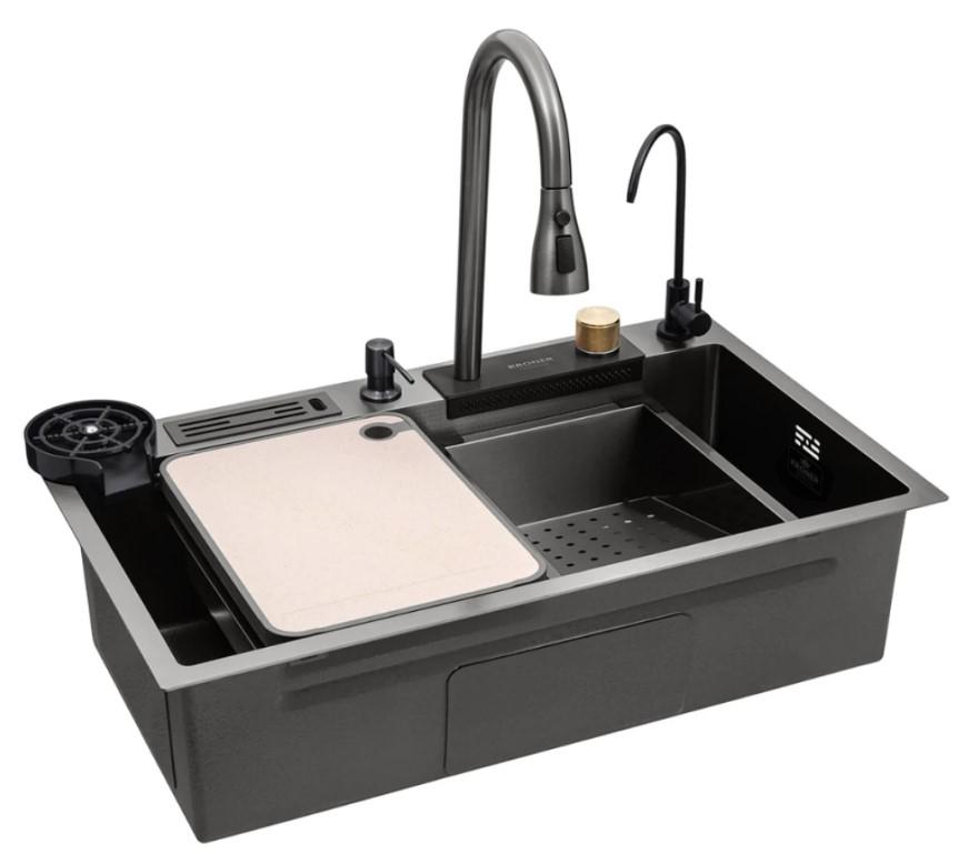 Мойка для кухни Kroner KRP KRP Schwarze SET7545NB PVD 3/0,8 мм (CV033805)