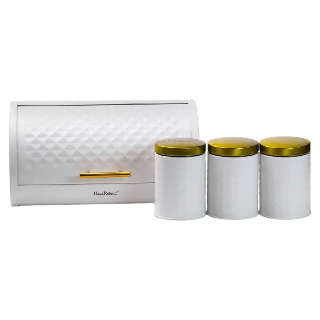 Набор для хранения продуктов Haus Roland из нержавеющей стали 4 шт. Белый с золотым